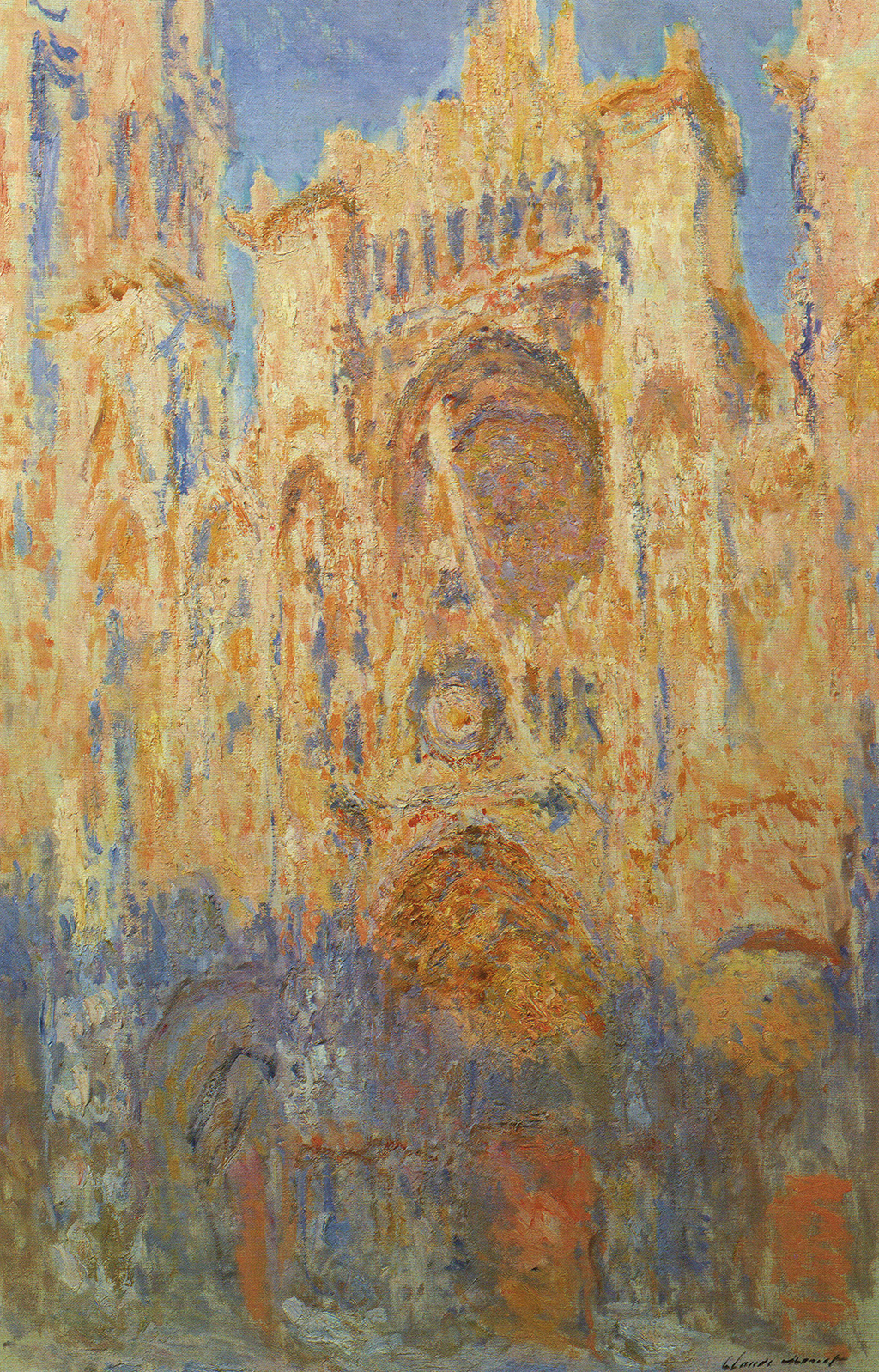 Rouen Cathedral, Sunset, Harmony in Gold and Blue in Detail Claude Monet